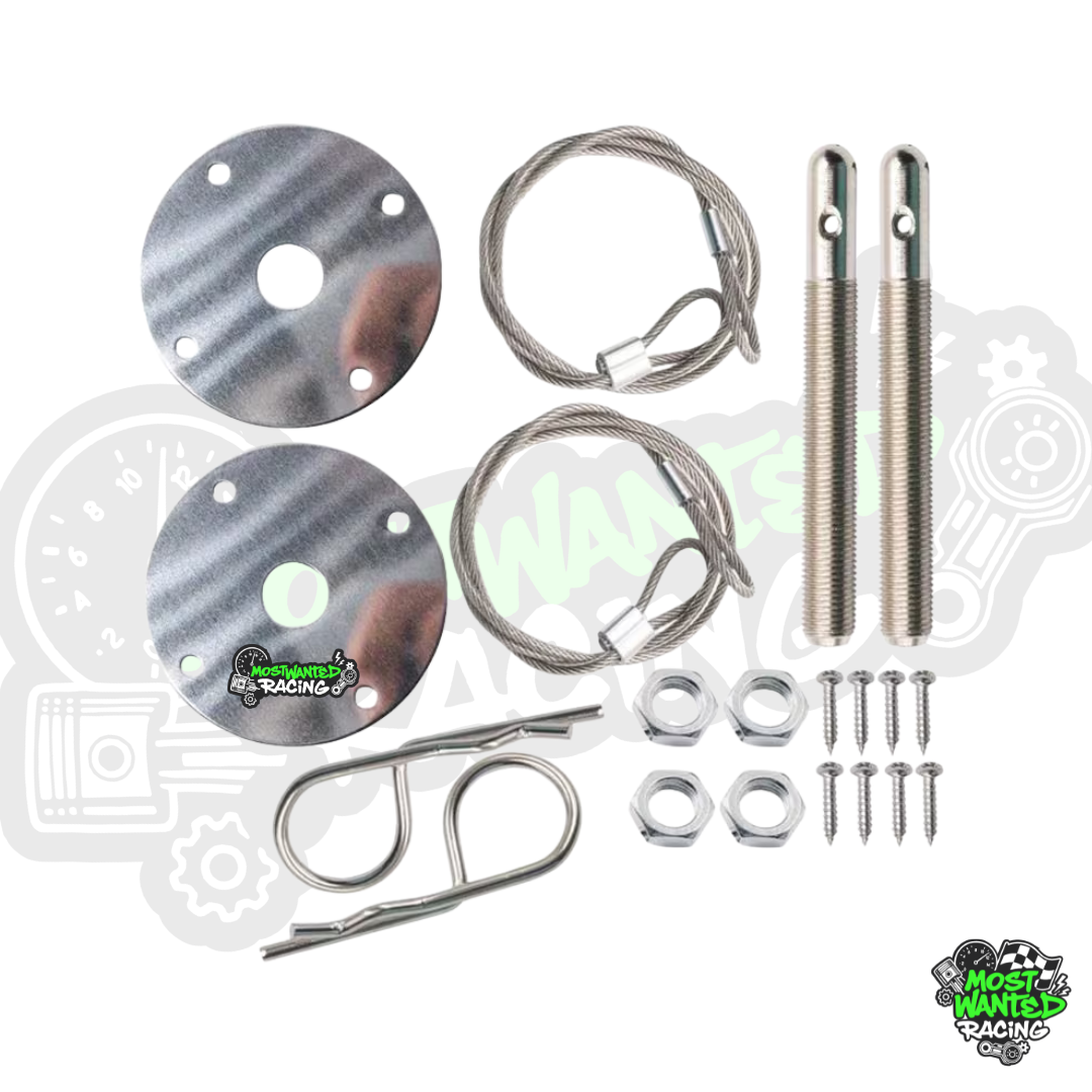 Engine Hood Lock Kit with Pull Cable (Adjustable)